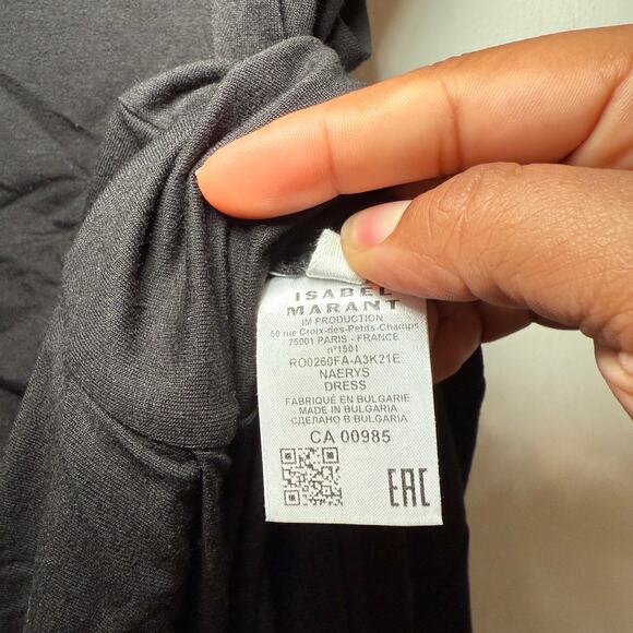 Isabel Marant Etoile Naerys Ruched Stretch Jersey Maxi Shirt Dress Sz 42 / 10 - Picture 14 of 15